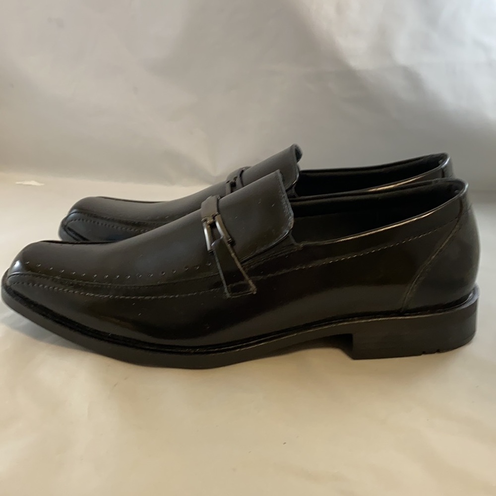 stacy adams black and gold loafers
